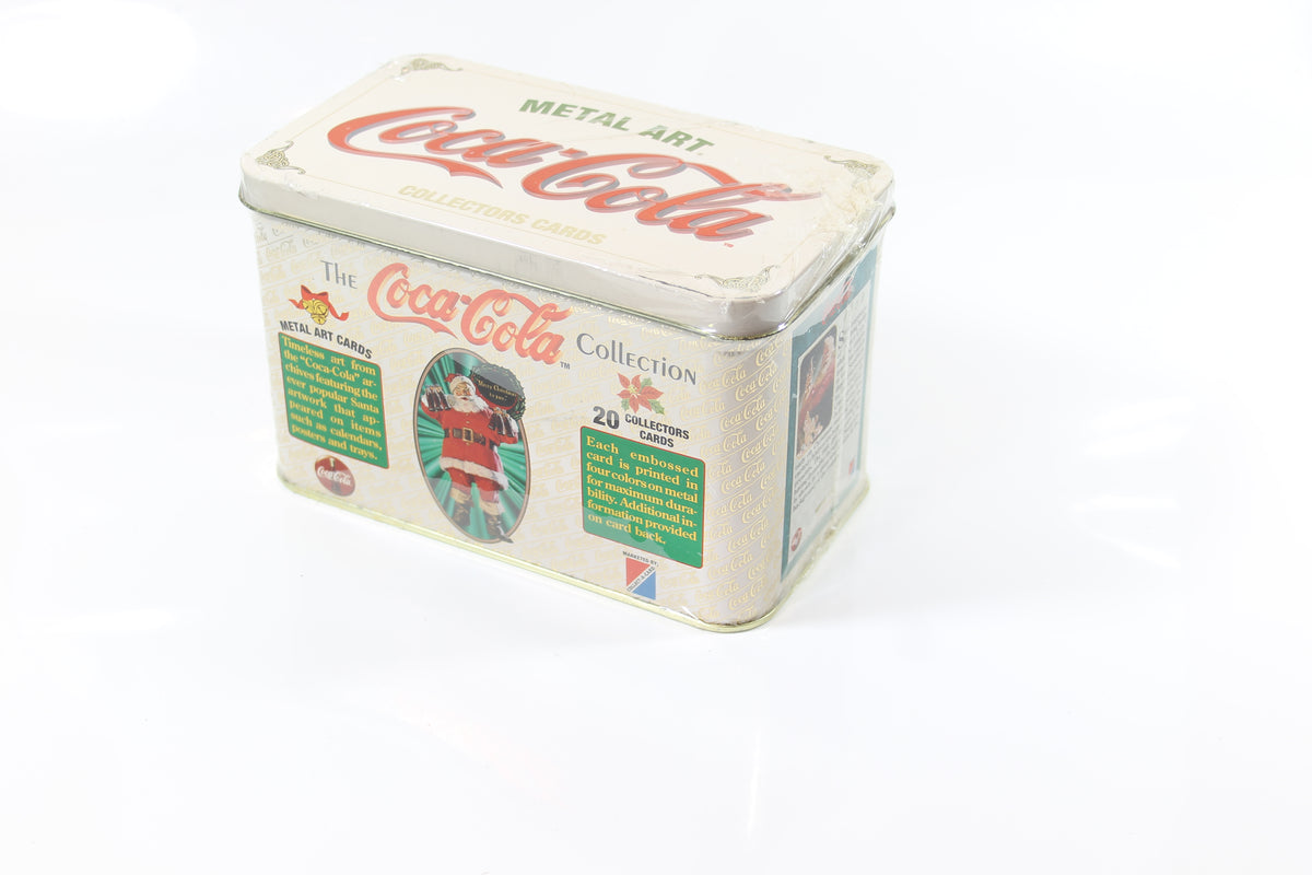 Coca-Cola Metal Art Cards Tin Factory Sealed -  Christmas Santa