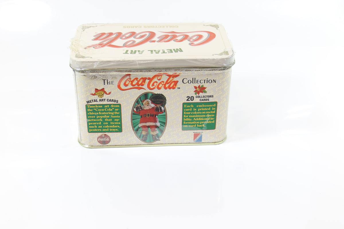 Coca-Cola Metal Art Cards Tin Factory Sealed -  Christmas Santa