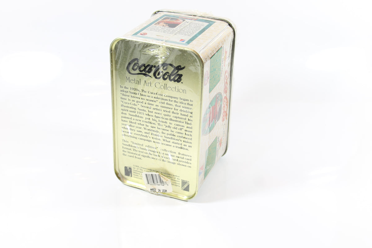 Coca-Cola Metal Art Cards Tin Factory Sealed -  Christmas Santa