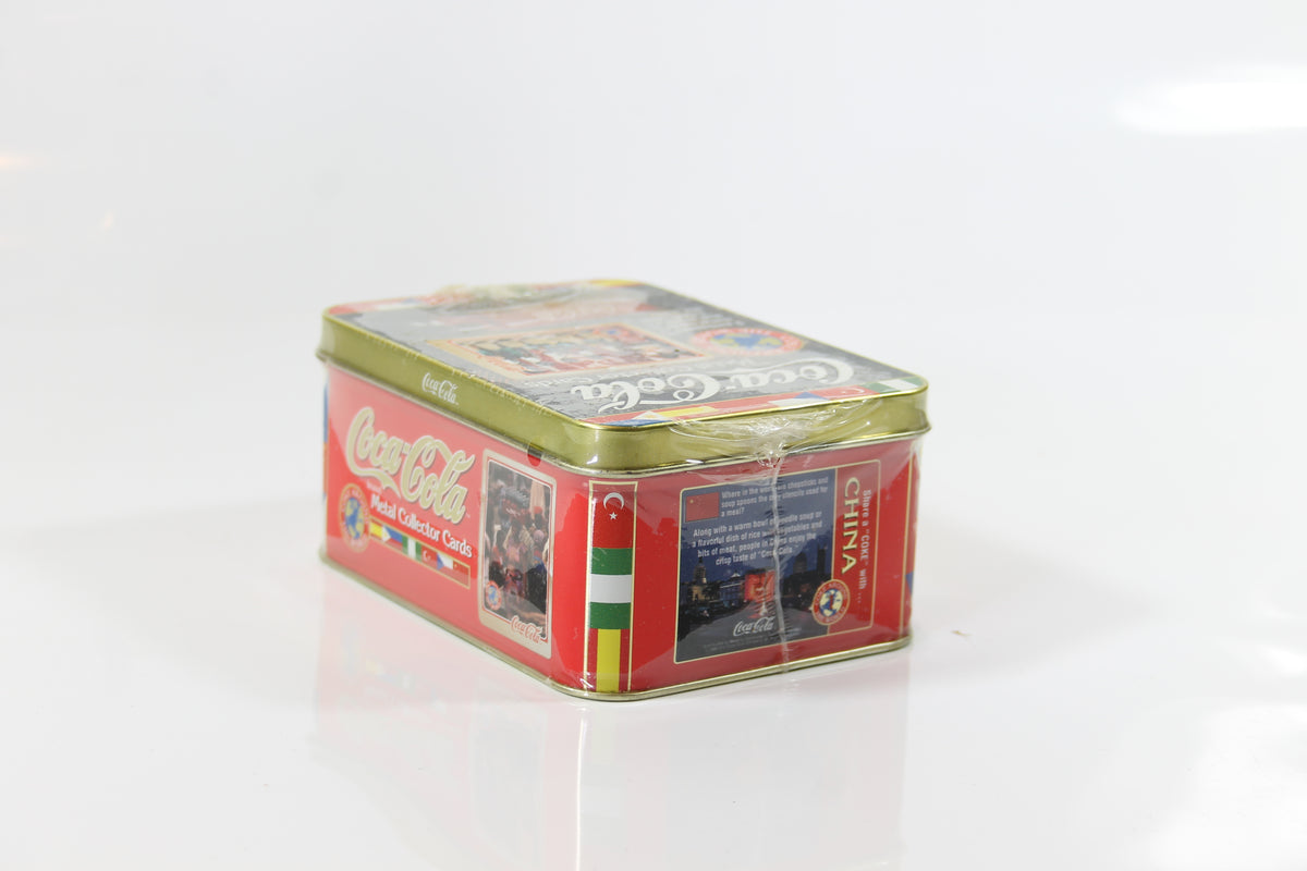 Coca-Cola 1996 Metal Trading Cards Sat Tin Factory Sealed