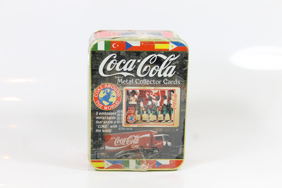 Coca-Cola 1996 Metal Trading Cards Sat Tin Factory Sealed