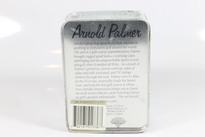 5 All-Metal Collector Cards featuring golf legend Arnold Palmer, produced by Metallic Impressions