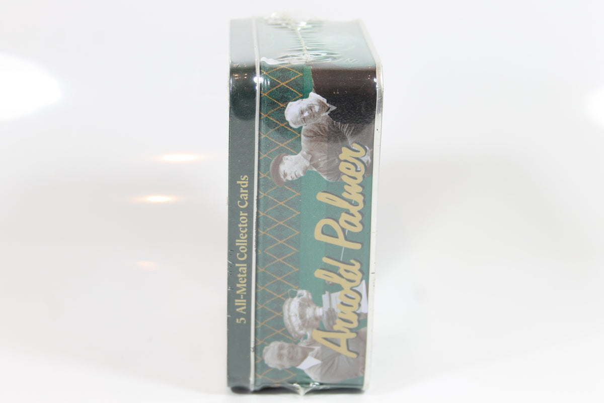 5 All-Metal Collector Cards featuring golf legend Arnold Palmer, produced by Metallic Impressions
