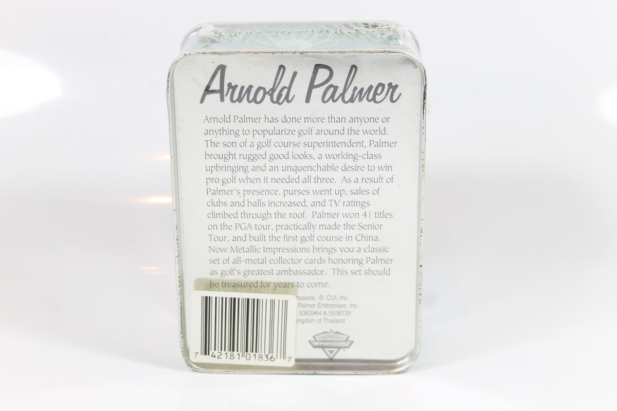 5 All-Metal Collector Cards featuring golf legend Arnold Palmer, produced by Metallic Impressions