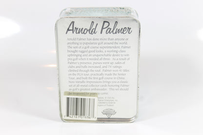5 All-Metal Collector Cards featuring golf legend Arnold Palmer, produced by Metallic Impressions